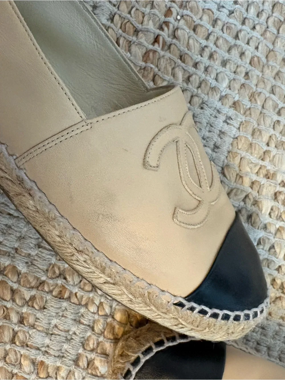 CHANEL beige leather